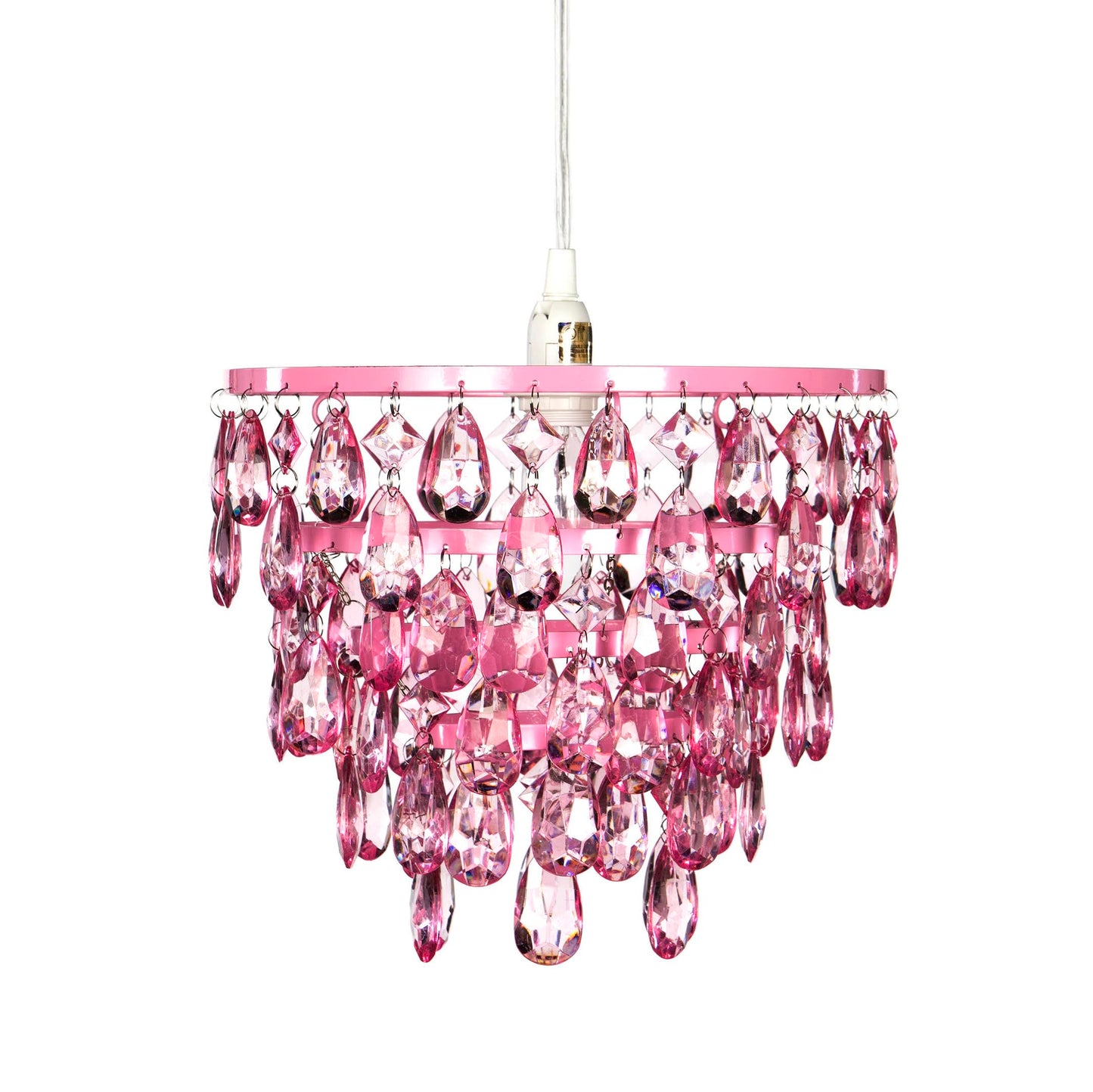 Gypsy Color Pink Hanging Swag Dome Chandelier, 1 Light Plug-In, Acrylic Crystals, H10”Xw11.5”, Model Gydmpk
