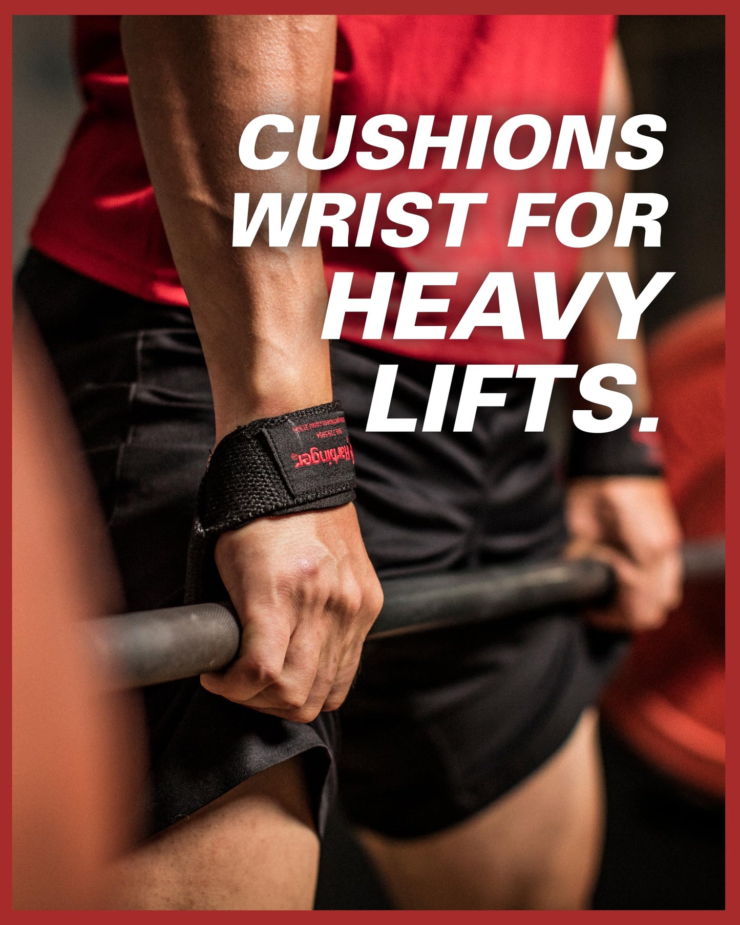 Harbinger 21.5" Padded Cotton Weight Lifting Straps with NeoTek Cushioned Wrist (Pair), Flag