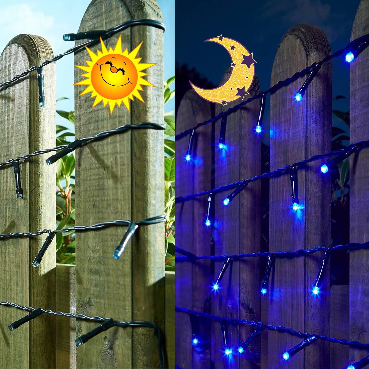 kemooie 300 LED Outdoor Christmas Lights, 99FT, 8 Twinkle Modes, Green Wire, Blue Fairy String Lights for Indoor/Outdoor Decorations