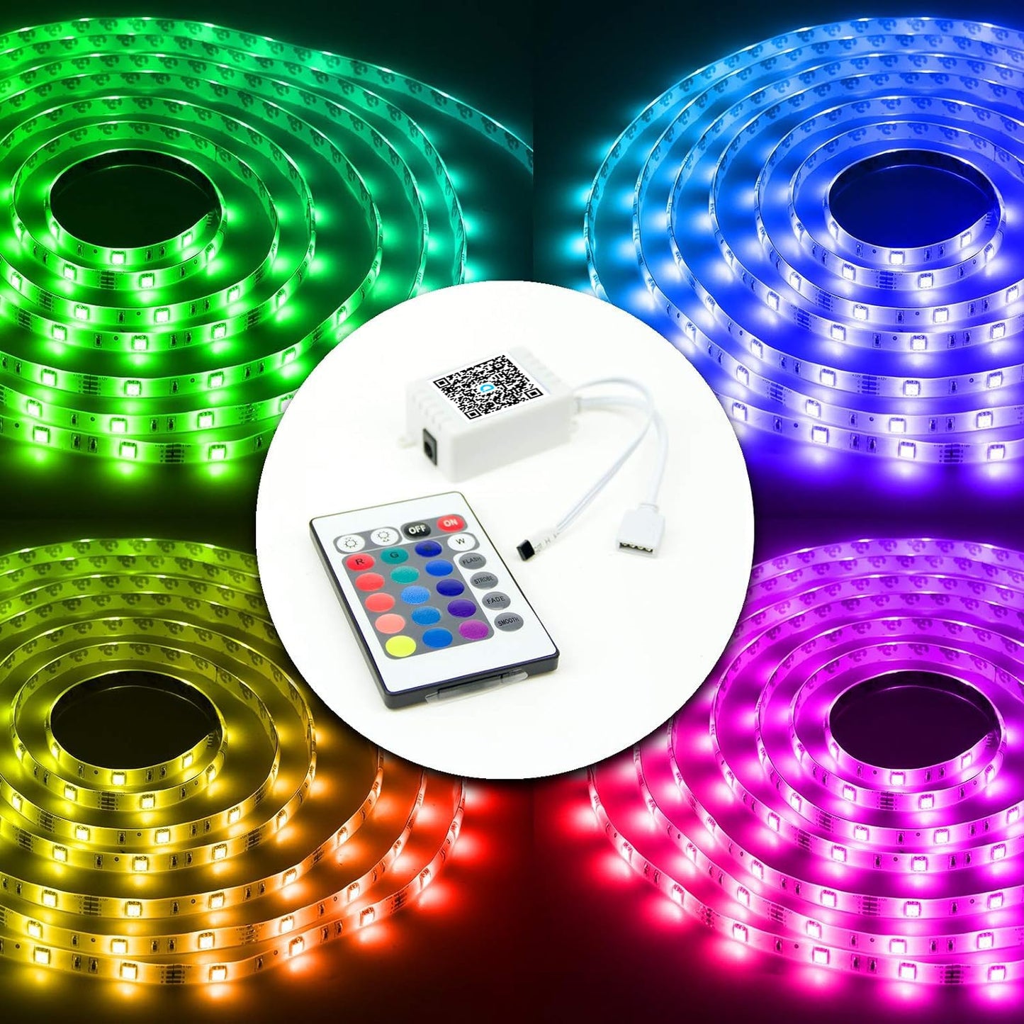 DAYBETTER Bluetooth Remote Control for RGB LED Light Strips, 24 Key, 4 Pin, Model DBL0362CNOV, DC 12V, Dimmable