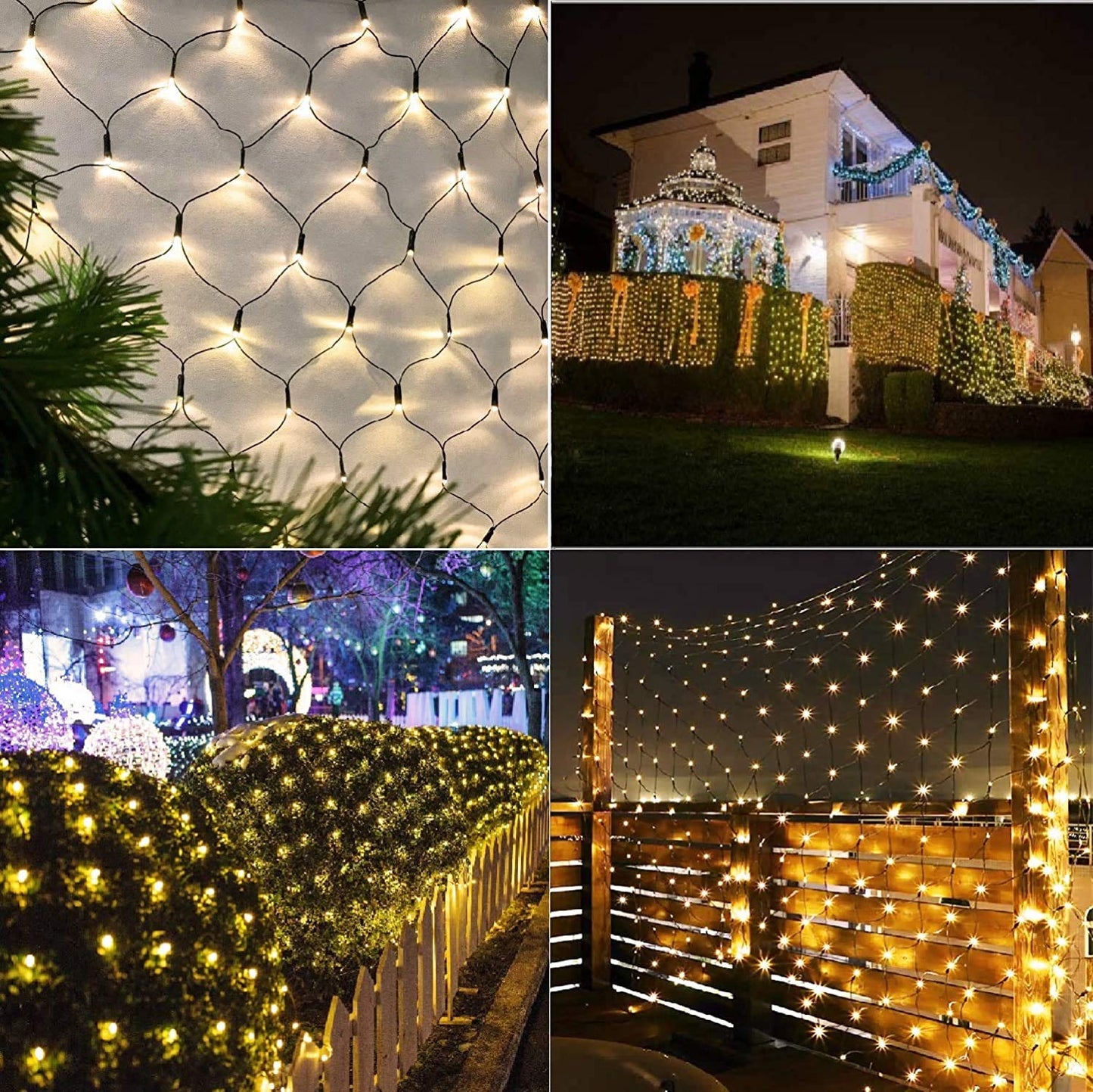 Joomer Color Changing Christmas Net Lights 12ft x 5ft Connectable Waterproof Green Wire Warm White to Multicolor SSL0360-N-29V