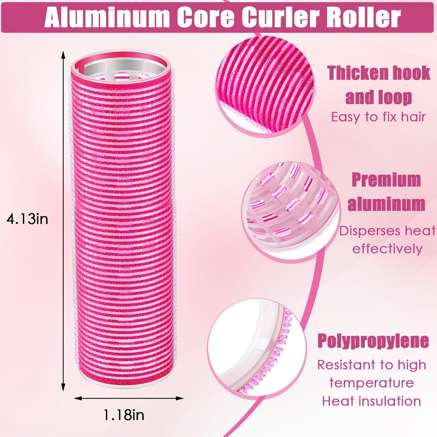 WILLBOND 4 Pcs Long Hair Rollers for Bangs Aluminum Core Curlers Thermal Self Grip Roller for Long and Medium Hair Women Hairsty