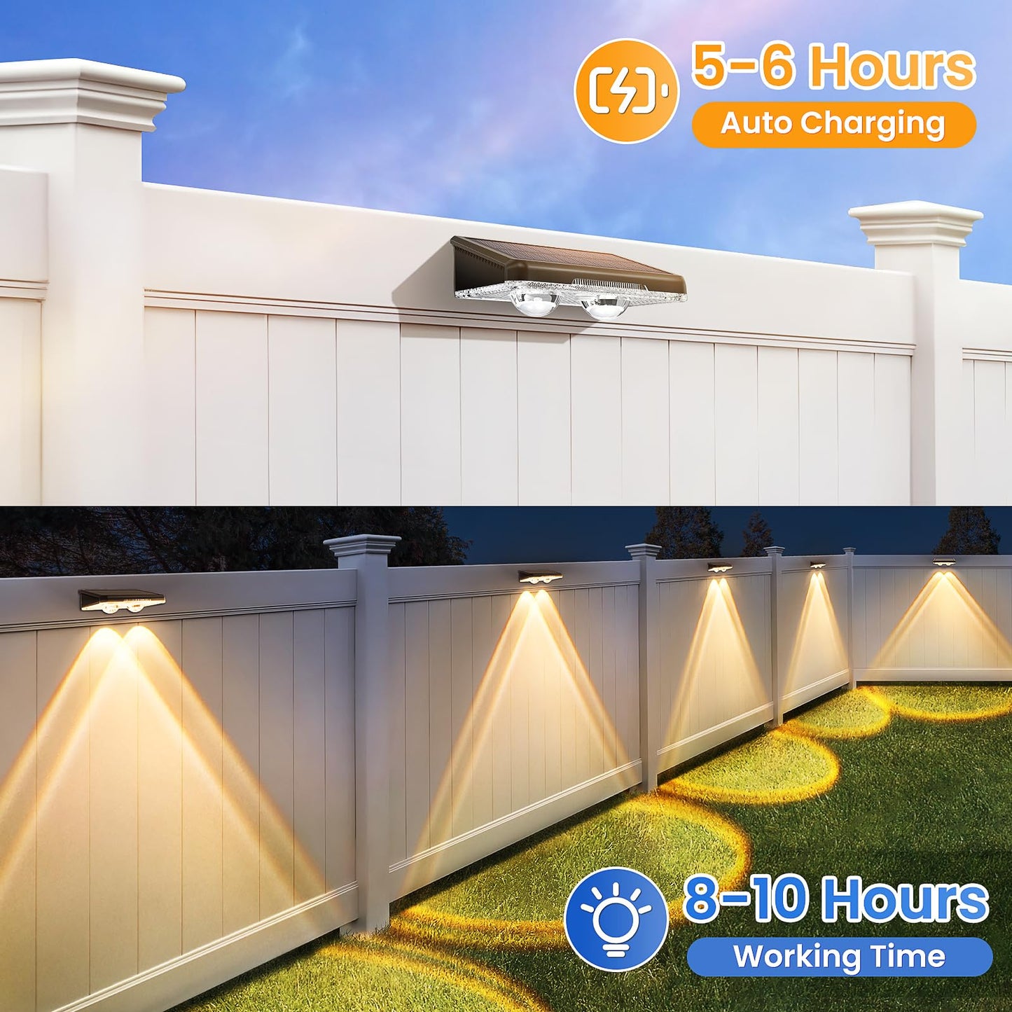 Apilab Solar Fence Lights Outdoor 8 Pack - 3 Modes (Warm/Neutral/Cool White)  Fence Lights Solar Powered For Outside  Ip65 Waterproof  Deck Lighting For Wall  Step  Patio  Pathway  Stairs