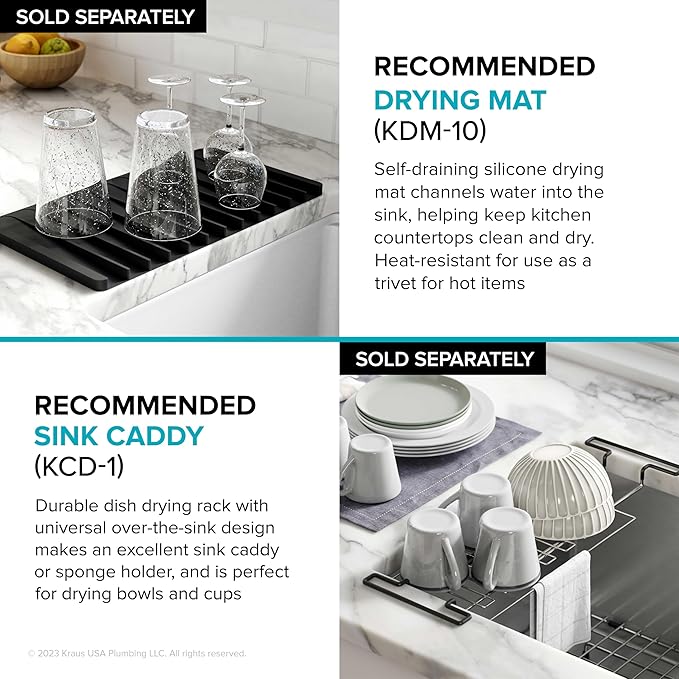 KRAUS KWU110-27 Kore Workstation 27-inch Undermount 16 Gauge Single Bowl Stainless Steel Kitchen Sink with Integrated Ledge and Accessories (Pack of 5)
