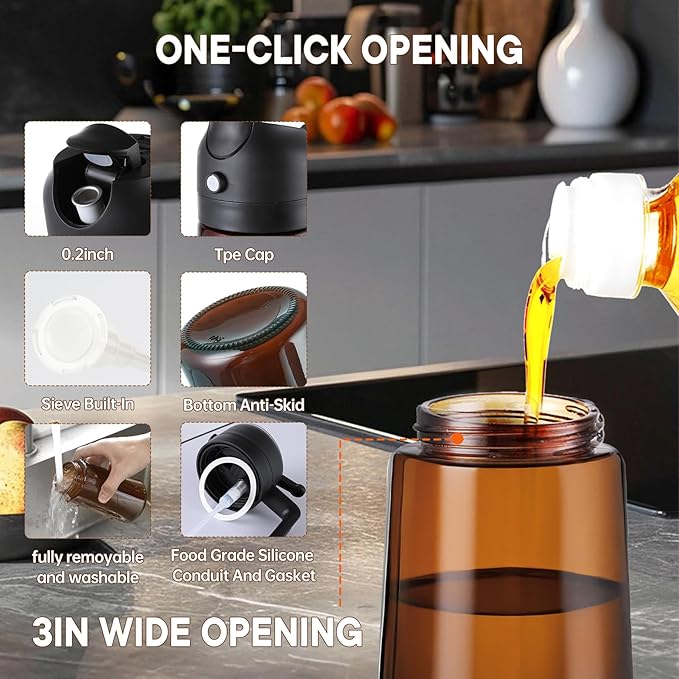 16oz/470ml Olive Oil Sprayer for Cooking, 2 in 1 Oil Dispenser Bottle Spray and Pour with Stickers, Premium Dark Brown Glass Oil Bottle for Air Fryer, and Salad