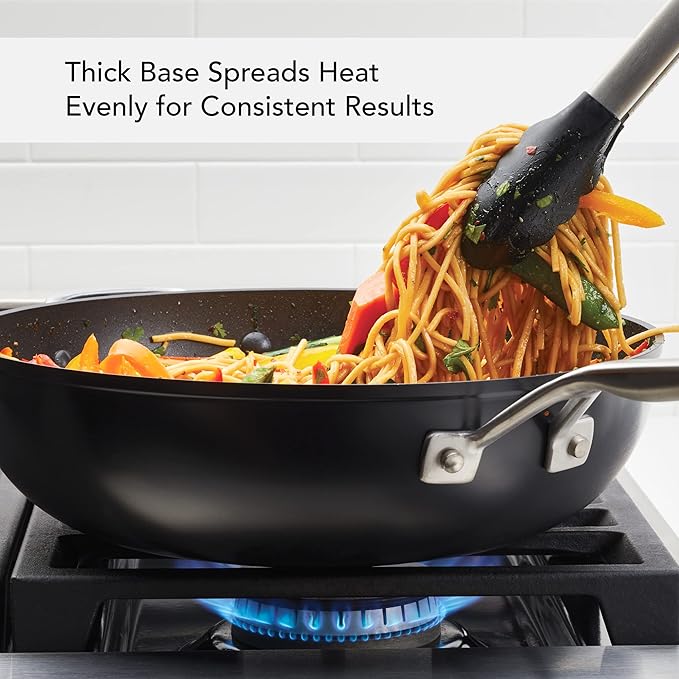 KitchenAid Hard Anodized Induction Nonstick Stir Fry Pan/Wok with Helper Handle, 12.25 Inch, Matte Black