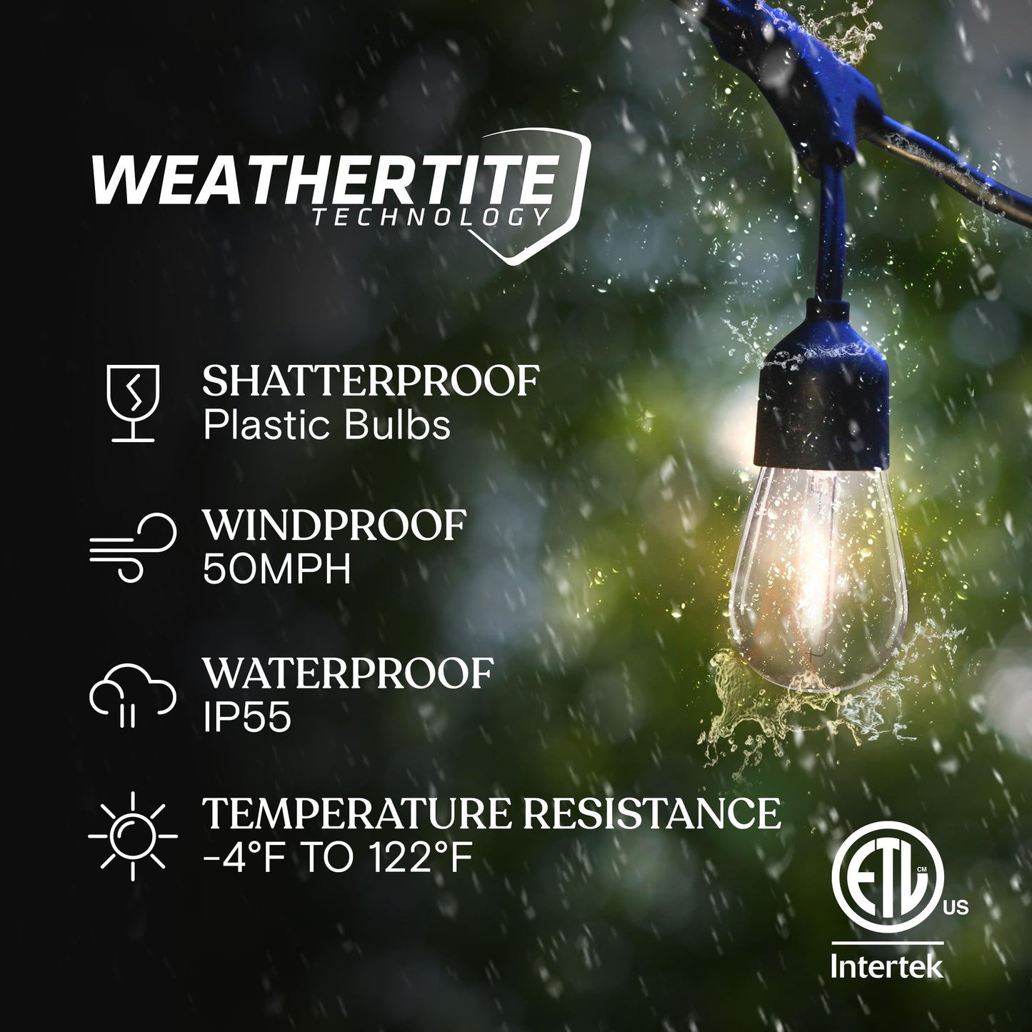 Brightech Ambience Pro Solar Powered String Lights - 27 Ft, 12 Shatterproof Edison Bulbs, Waterproof, Warm White, Model B07M78QD7P
