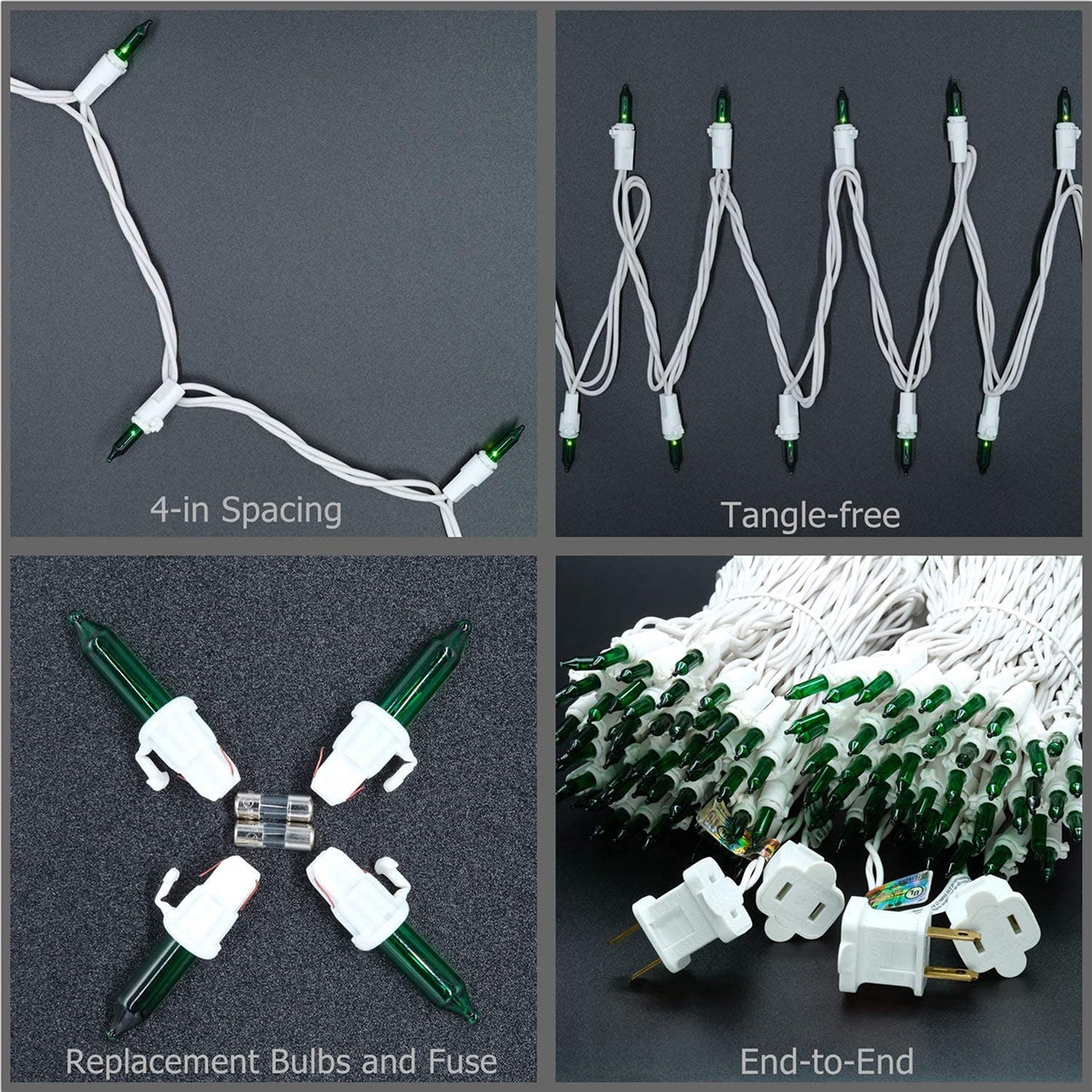 Yuletime Green Christmas Lights, 66Ft 200 Count, Ul Certified, Incandescent Mini Light Set, Model Dds-L-100E/2F, Pack Of 2 Sets