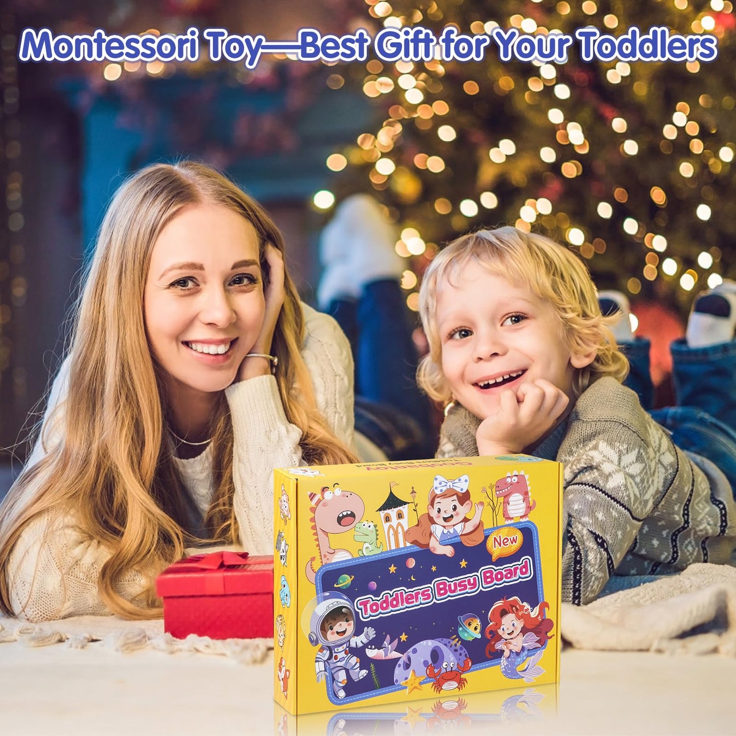 Goobaetoy Montessori Busy Board Boy, Toddler Toys for 1 2 3+ Year Old Boy, Toddler Busy Book Educational Learning Sensory Activity Toys for Road Airplane Travel for Kids with Autism