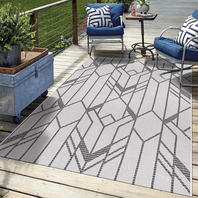 Keen Home Design Terrace Outdoor Area Rug - 10x14 Washable Indoor/Outdoor Rug for Patio, Kitchen, Balcony, Beach, Garden, Deck and Porch, Size: 10'x14'