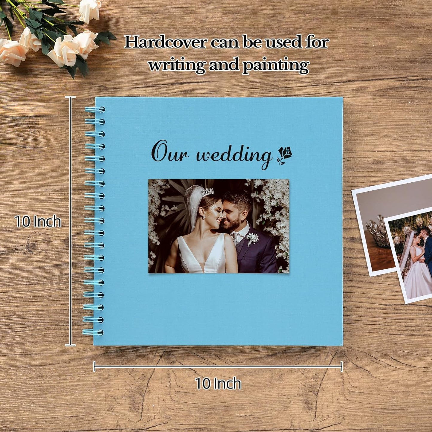 potricher 10 x 10 Inch DIY Scrapbook Album 40 Pages Hardcover Kraft Paper Scrap Book Photo Albums Memory Book for Wedding and Anniversary Family (Blue, 10 Inch)