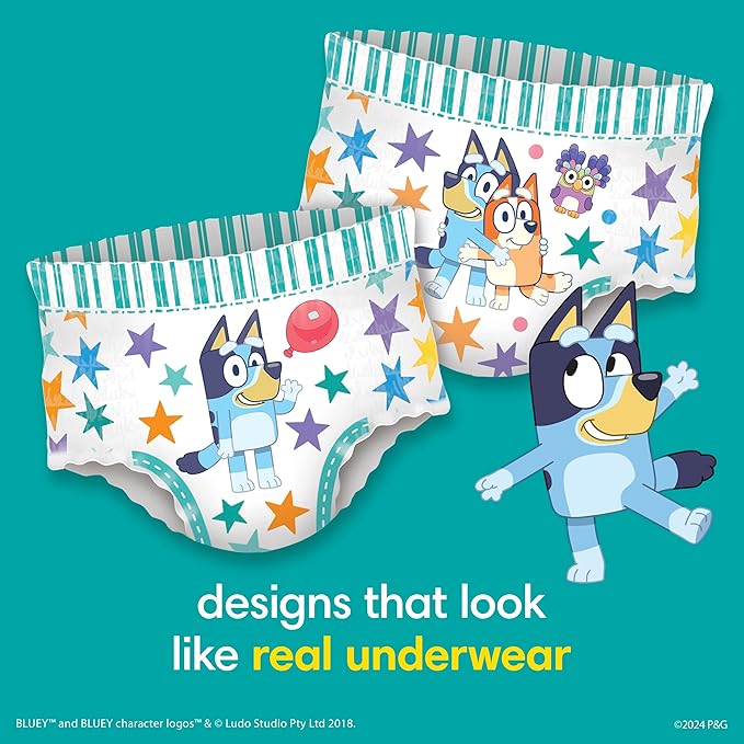 Pampers Training Pants - Easy Ups Boys & Girls Bluey - Size 3T-4T, 124 Count, Children's Potty Underwear (Packaging May Vary)