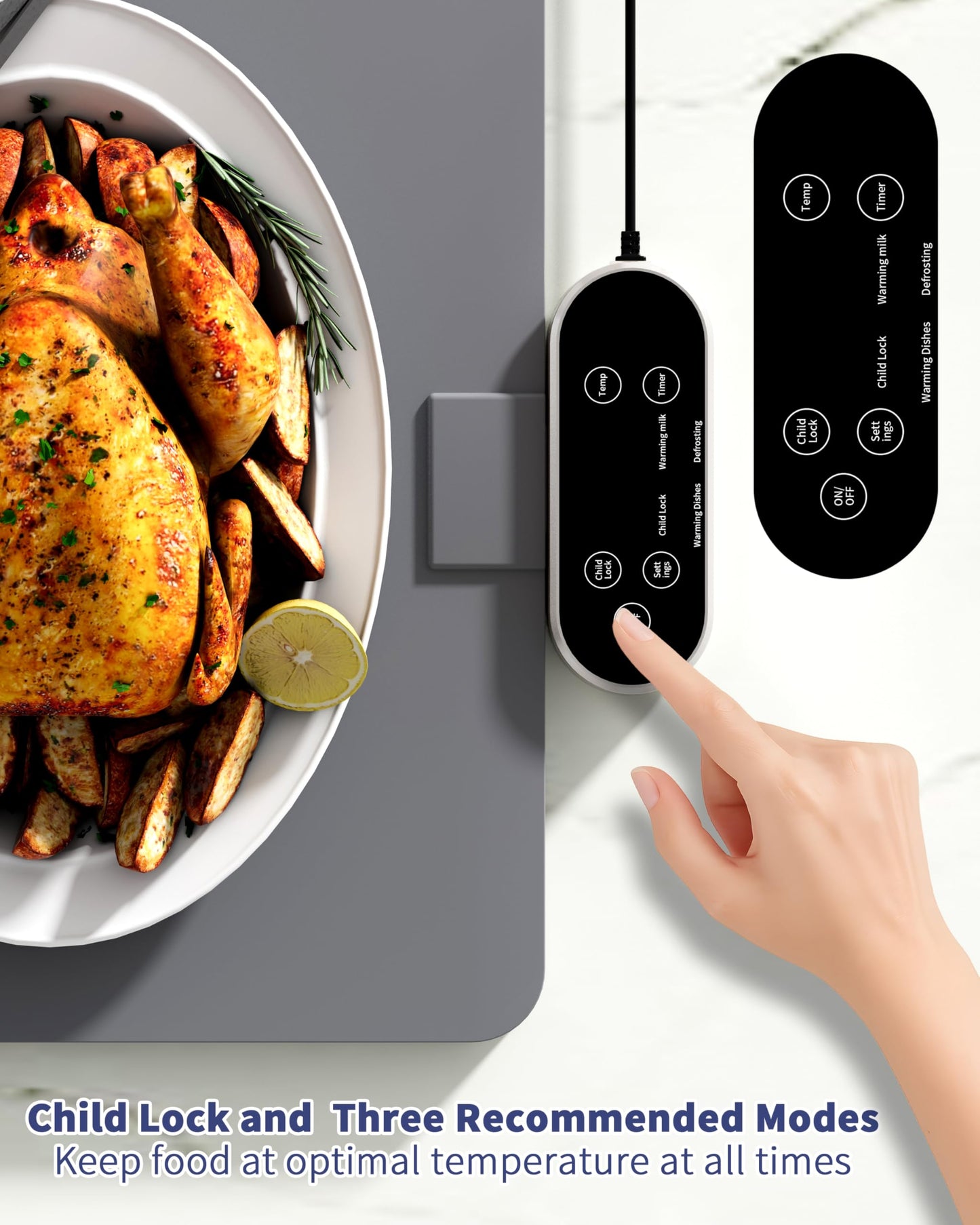 Food Warming Mat, Silicone Full Surface Heating Warming Mat for Food with 6 Temperature Settings, Timer and Child Lock, Electric Roll Up Food Warmers Tray for Parties Buffet,Home and Commercial Use.