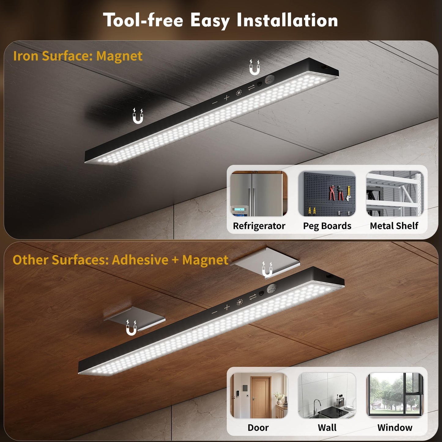 160Leds Touch-Control Under Cabinet Lighting W/4000Mah Battery  Cordless Motion Sensor Under Counter Lights For Kitchen  Magnetic Rechargeable Closet Lights - 5Pack/Black  2025 Fall