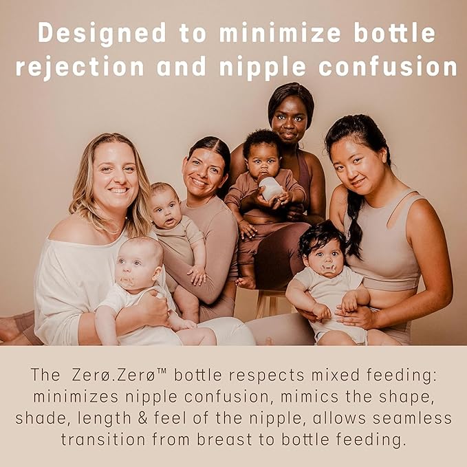 Suavinex Zero Zero Anti Colic Baby Bottle, No 1 Spanish Baby Bottle Brand, Minimizes Bottle Rejection & Nipple Confusion, Perfect for Breastfeeding Babies, 6oz/180mL, Deep Tone, Adaptable Flow Nipple