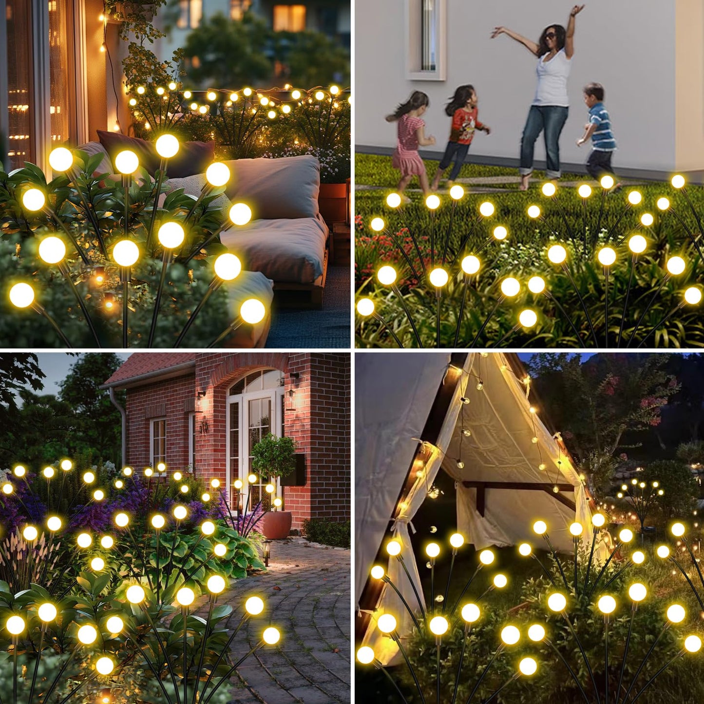 ZFNN Solar Garden Lights Outdoor, 10 Pack 60 LED Solar Firefly Lights, Swaying Waterproof Garden Decor for Yard Patio Pathway Lawn Gardening Gifts