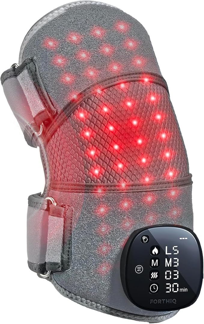FORTHiQ RED+ Knee Massager with Heat and Red Light Therapy for Pain Relief, Knee Brace with 2 Wavelengths, 3 Massage & 4 P...