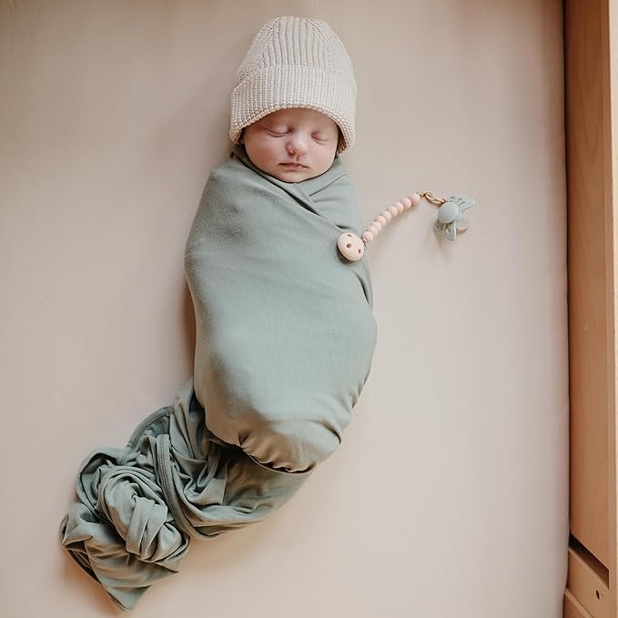 mushie Stretchy & Soft Bassinet Crib Sheet | Fitted 16" x 30" (Roman Green)