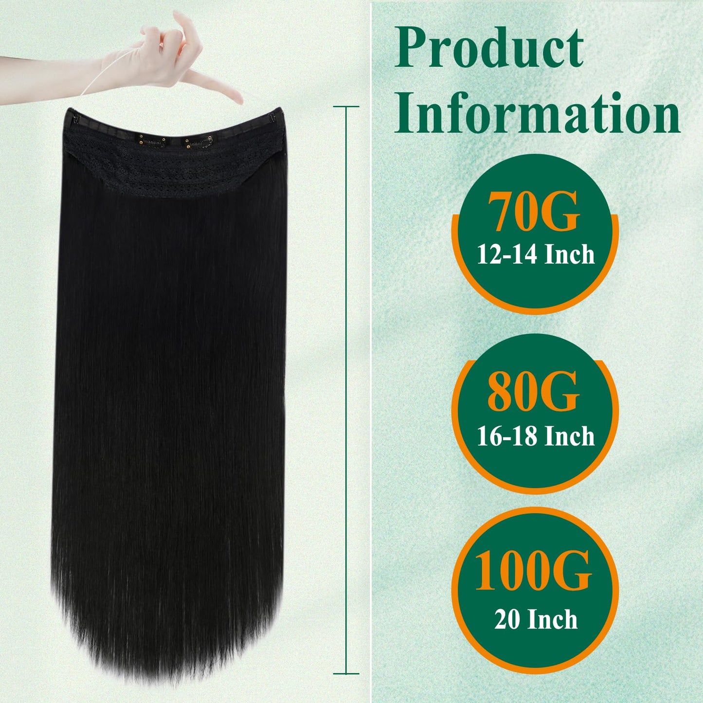 Easyouth Invisible Wire Hair Extensions Black Hair Extensions Wire 14 Inch Jet Black Wire Hair Extension Human Hair Add Length a