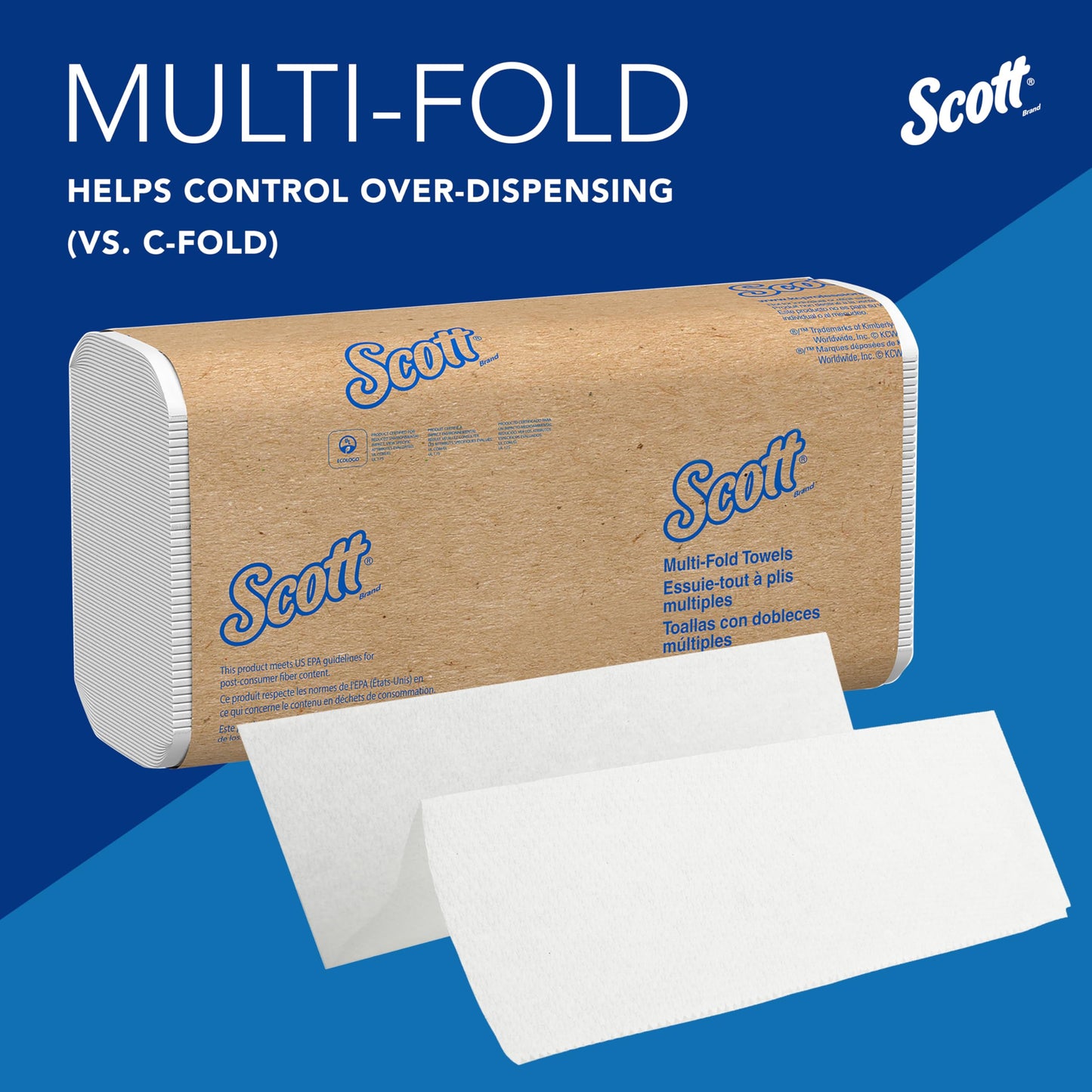 Scott Professional Universal Multifold Paper Towels, Bulk (58091), Absorbency Pockets, White, 9.2"x9.4" Towel, White, Compressed, Compact (250 Sheets/Pack, 12 Packs/Case, 3,000 Sheet Total)