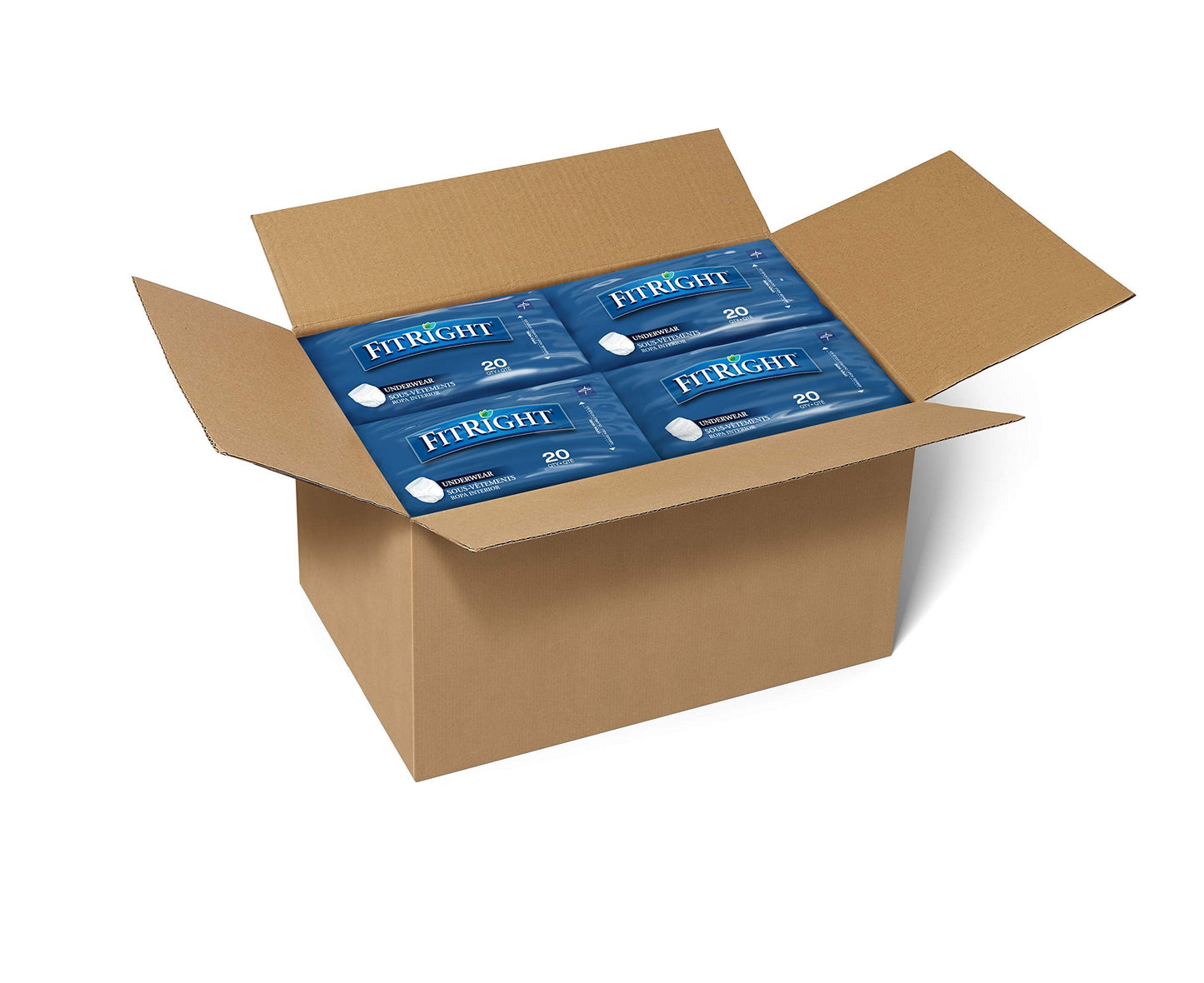 Medline FitRight Super Adult Incontinence Underwear, Maximum Absorbency, Medium, 28-40, 4 Packs of 20 (80 Total)