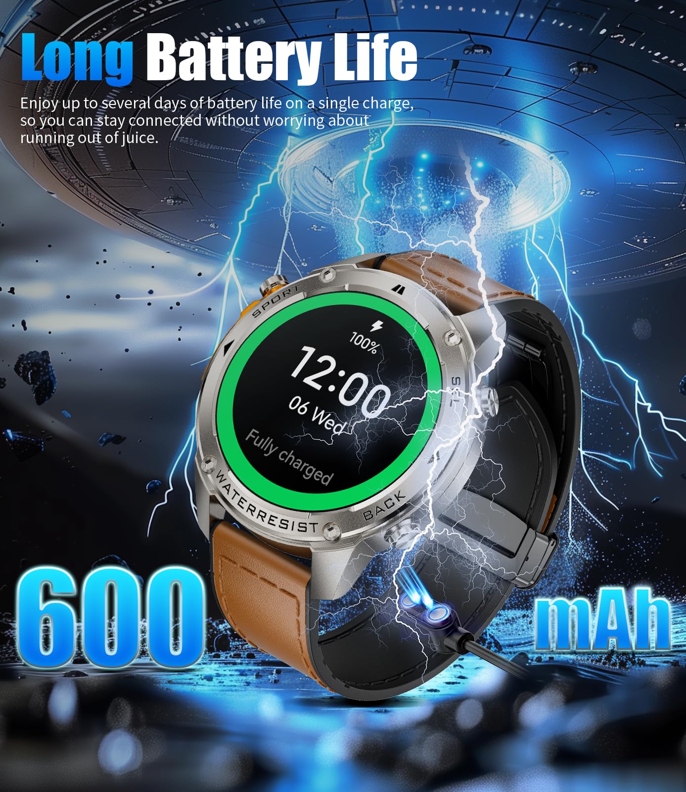 LIGE GPS Military Smart Watch for Men, Compass Rugged Smart Watches, 170+ Sport Modes Fitness Tracker Watch, 1.43'' AMOLED Smart Watches, Mens Smart Watch Android iPhone Compatible