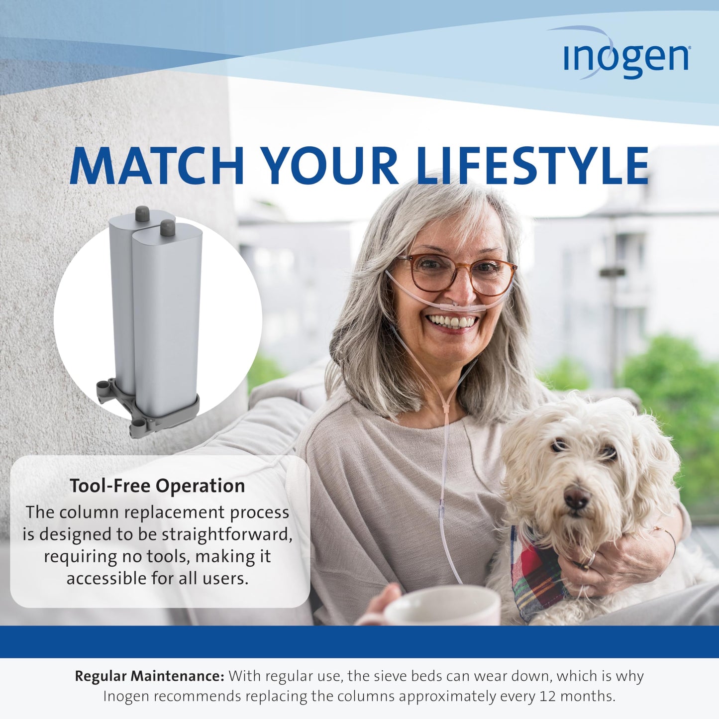 Inogen One G4 Replacement Column Pair - Oxygen Accessories - Two Removable Metal Columns - 0.63 lb., 2.21 in. W x 2.37 in. L x 5.50 in. H