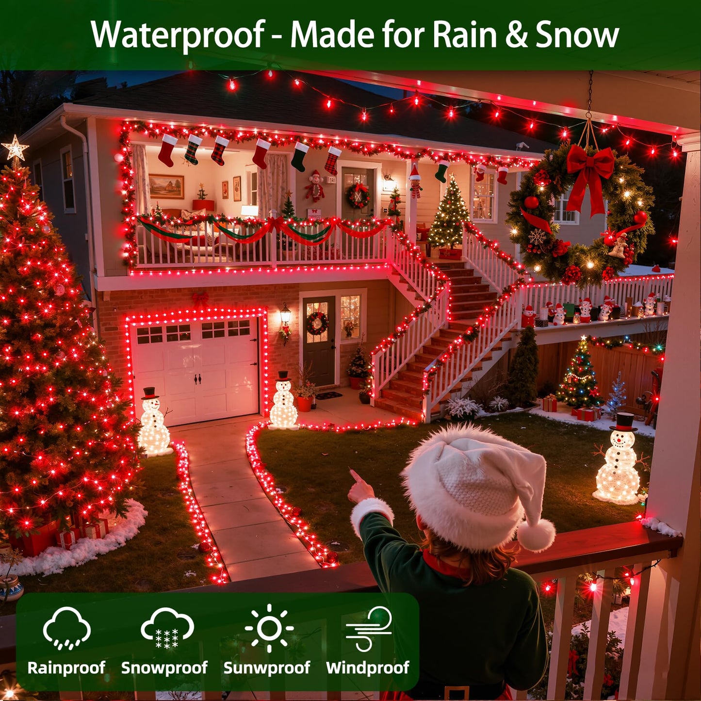 Quhuatu 1500 Led 470Ft Christmas Lights Outdoor 12 Lighting Modes Christmas String Lights With Timer  Dimmable Plug In Red Led Stringlights Waterproof For Yard Tree Wedding Party Holiday Red