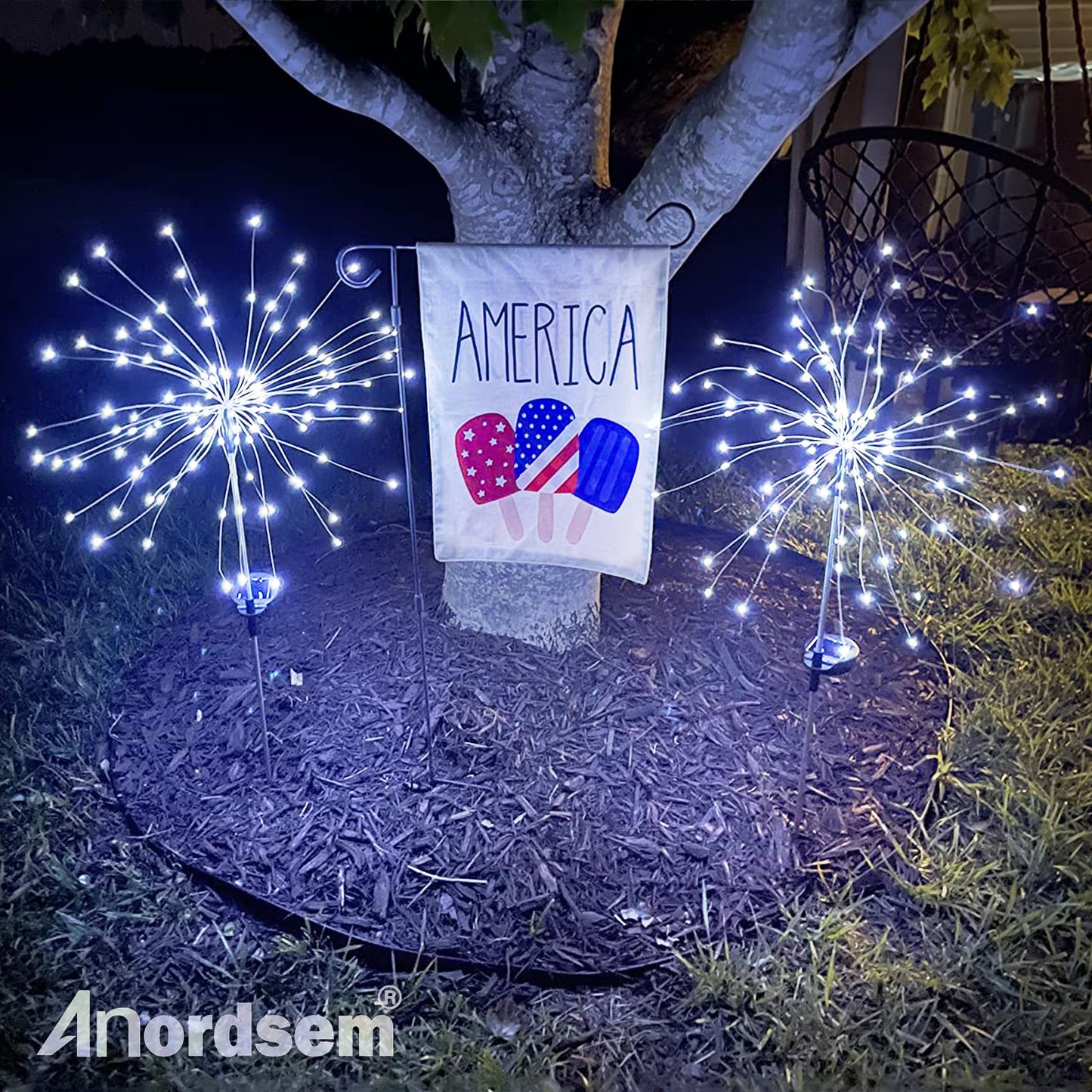Anordsem Solar Lights Outdoor - 120 LED Waterproof Copper Wire, 2 Pack, White, Model YHD00001