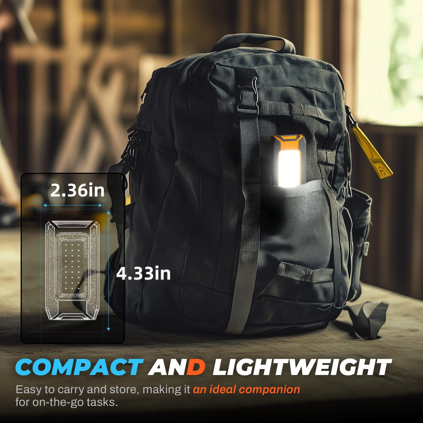 innofox 2-Pack LED Rechargeable Magnetic Work Light 1500 Lumens, Hanging Hook with 3 Modes, LED Work Light for Car Repair, Camping, and Hurricane Use