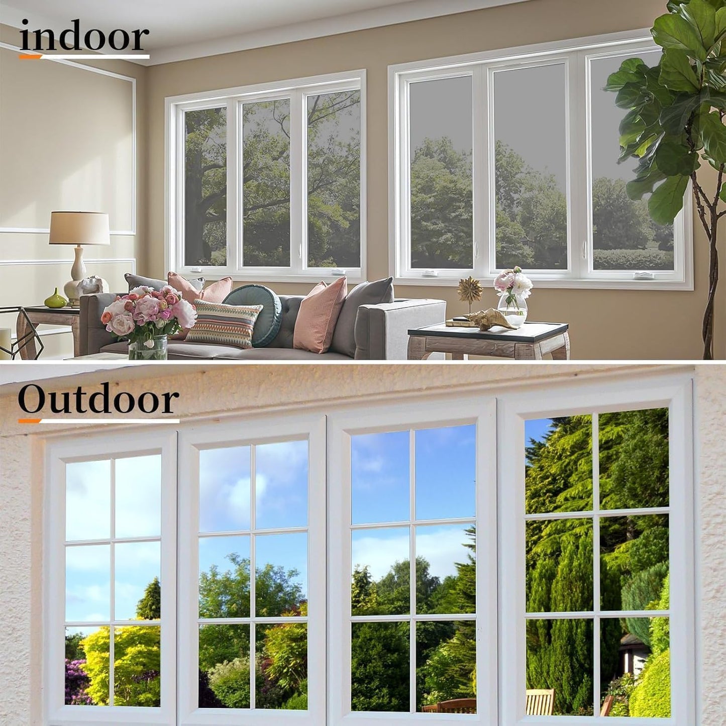 Niviy One Way Window Privacy Film Window Tint for Home See Out Not in Effect Anti UV Heat Control Glass Door Film for Home Office (Silver 17.5" x 78.7")