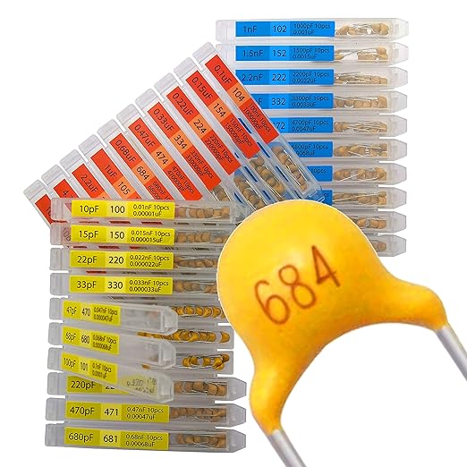 EEEEE 30 Value 300 pcs Multilayer Monolithic Ceramic Capacitor Assortment kit 10pf－10uF Individual Box Lid pf nf uf (300 pcs)