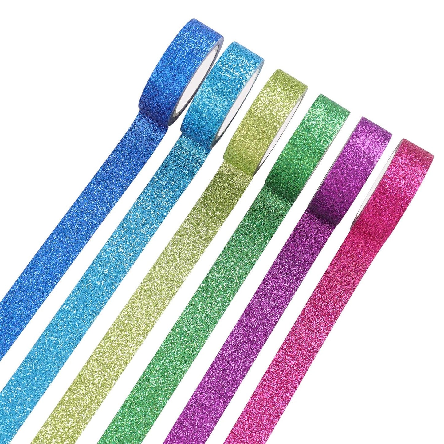 Tesuivra DIY Glitter Washi Tape Set - 12 Rolls Colored Masking Tape, Sparkle Decorative Tape for Art, Scrapbook Tape,Decor & Crafts (Dark)