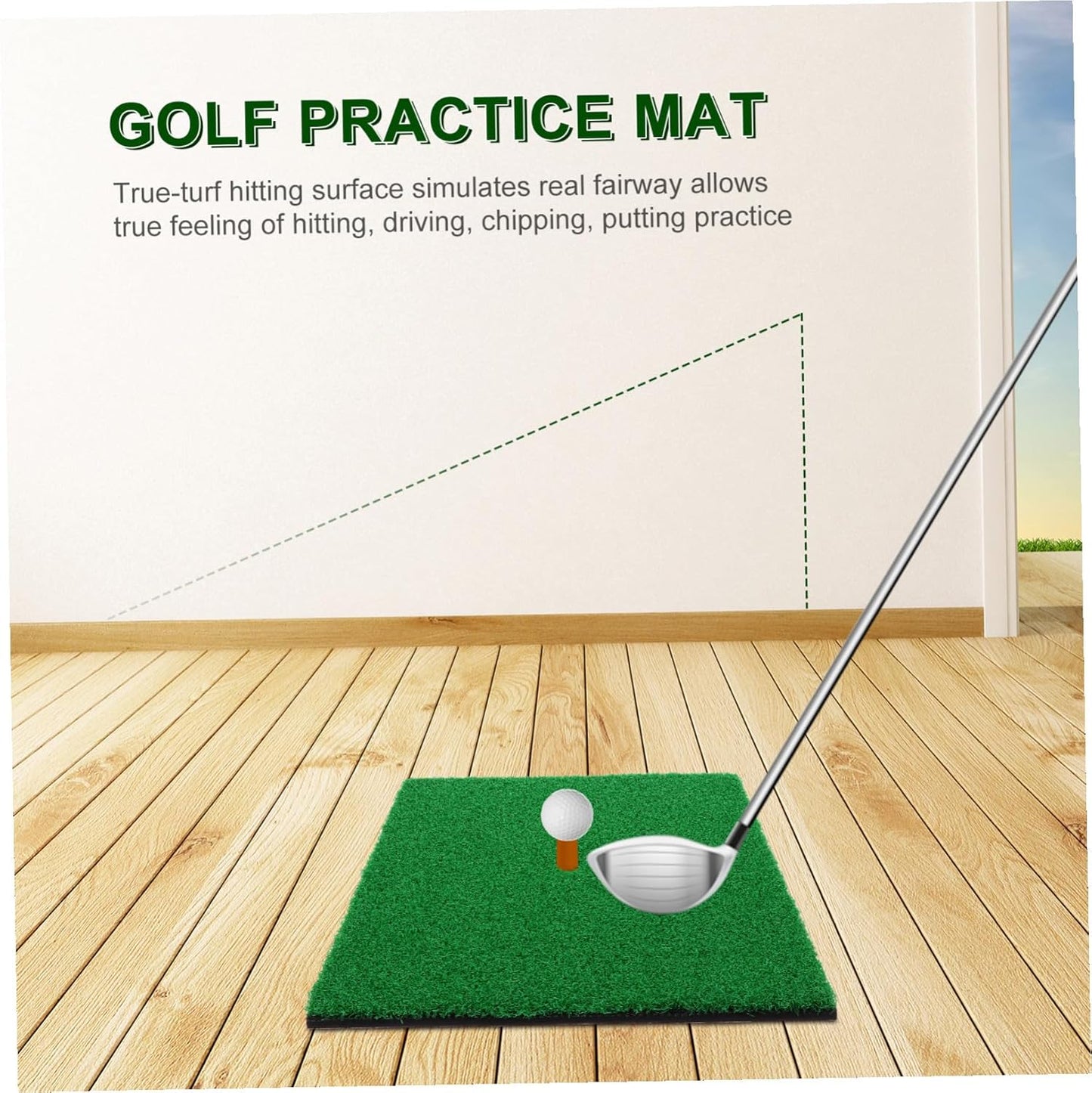 Portable Golf Hitting Mat True-Turf Practice Pad with Anti-Slip Base for Indoor Outdoor Driving and Chipping Training Golf Mat for Home Use and Backyard
