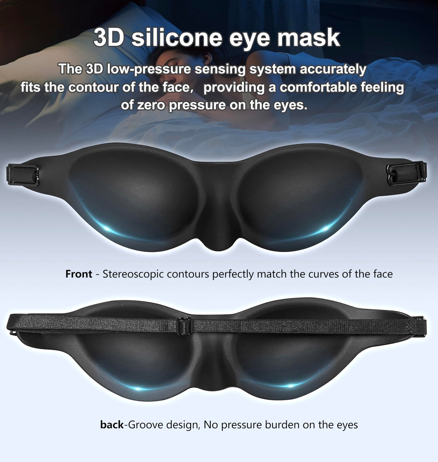 Soft Silicone Sleep Mask for Dry Eyes, Moisture Chamber Reusable Washable Eye Mask, Lightweight & Comfortable for Insomnia, Yoga, Meditation, Naps, Travel and Stress Relief