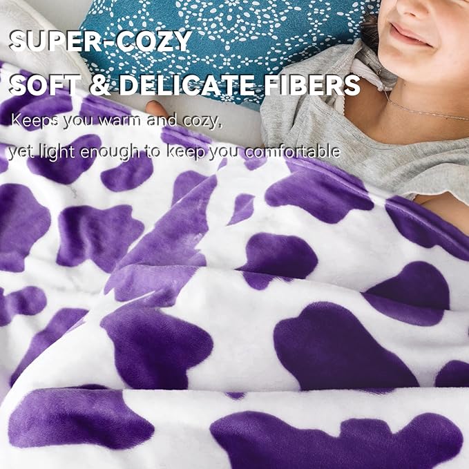 Purple Twin Fleece Blanket 60"x80" - Ultra Soft Flannel Throw for Couch, Bed | Lightweight Warm Blanket for Adults, Teens - Lavender Home Decor Gifts
