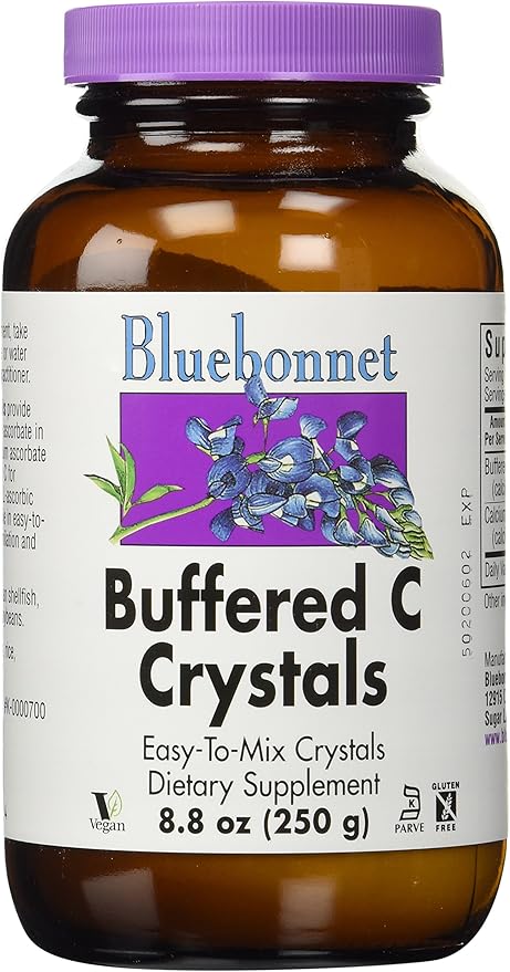 Bluebonnet Nutrition Buffered C Crystals, Buffered Vitamin C Powder, for Immune Health, for Antioxidant Protection, Soy Free, Gluten Free, Non-GMO, Kosher, Dairy Free, Vegan, Powder, 8.8 oz (250 g)