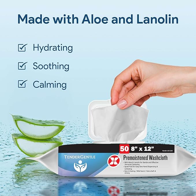 Non Flushable Wet Wipes for Adults - Case of 600 Body Wipes with Aloe and Lanolin - Good for Incontinence and Personal Cleansing