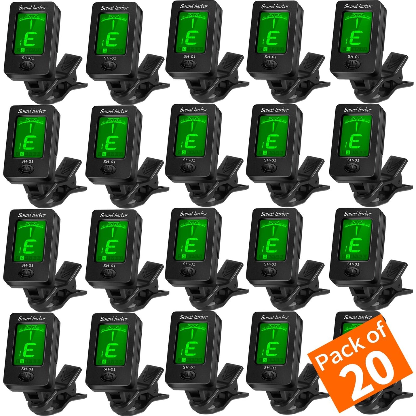 Guitar Tuner Clip On Ukulele Tuner 20 Pack for All Instruments Guitar Bass Ukulele Violin banjo Tuner