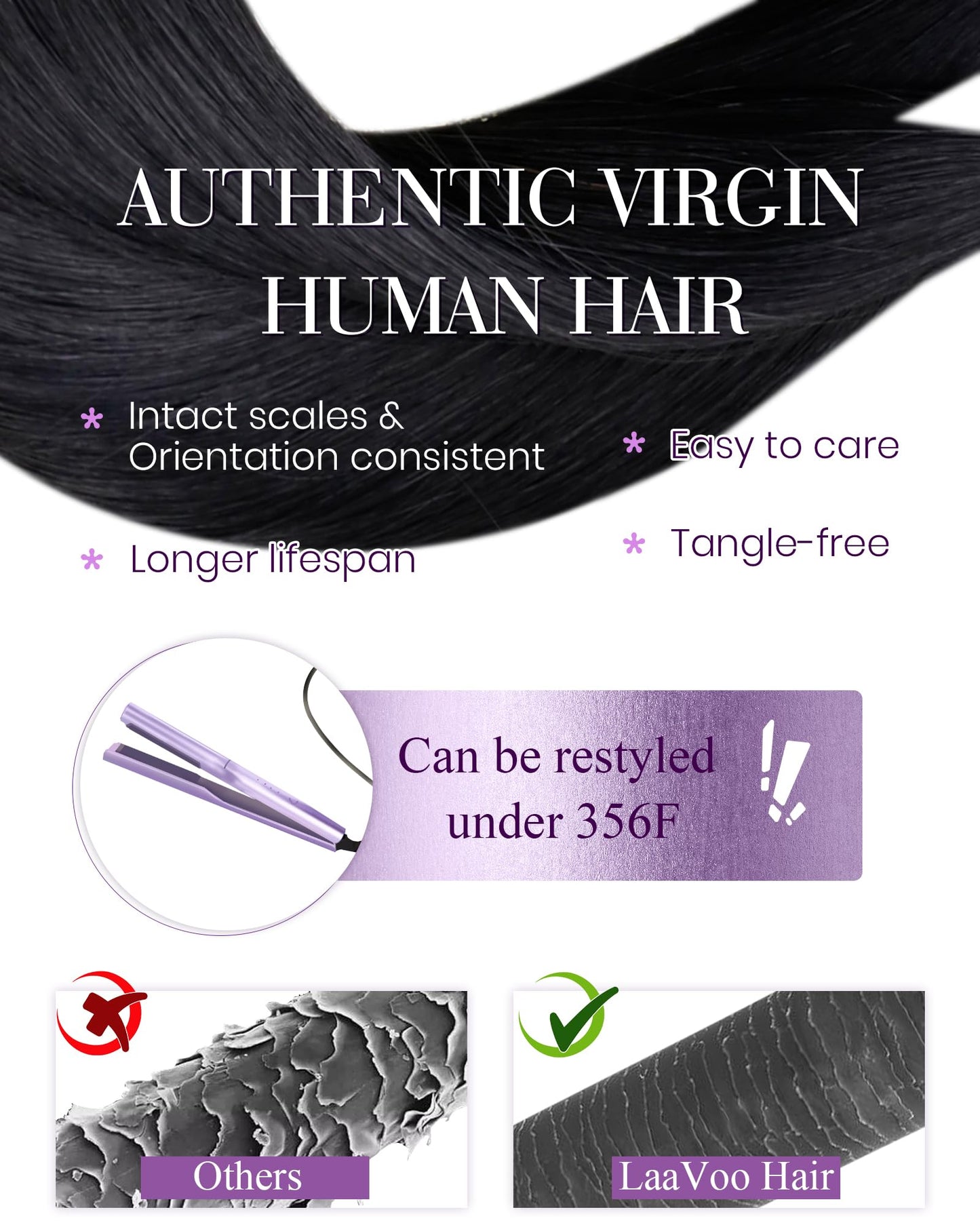 LaaVoo U Tip Hair Extensions Human Hair Jet Black K Tip Hair Extensions Real Human Hair Black Ktip Human Hair Extensions Hot Fus