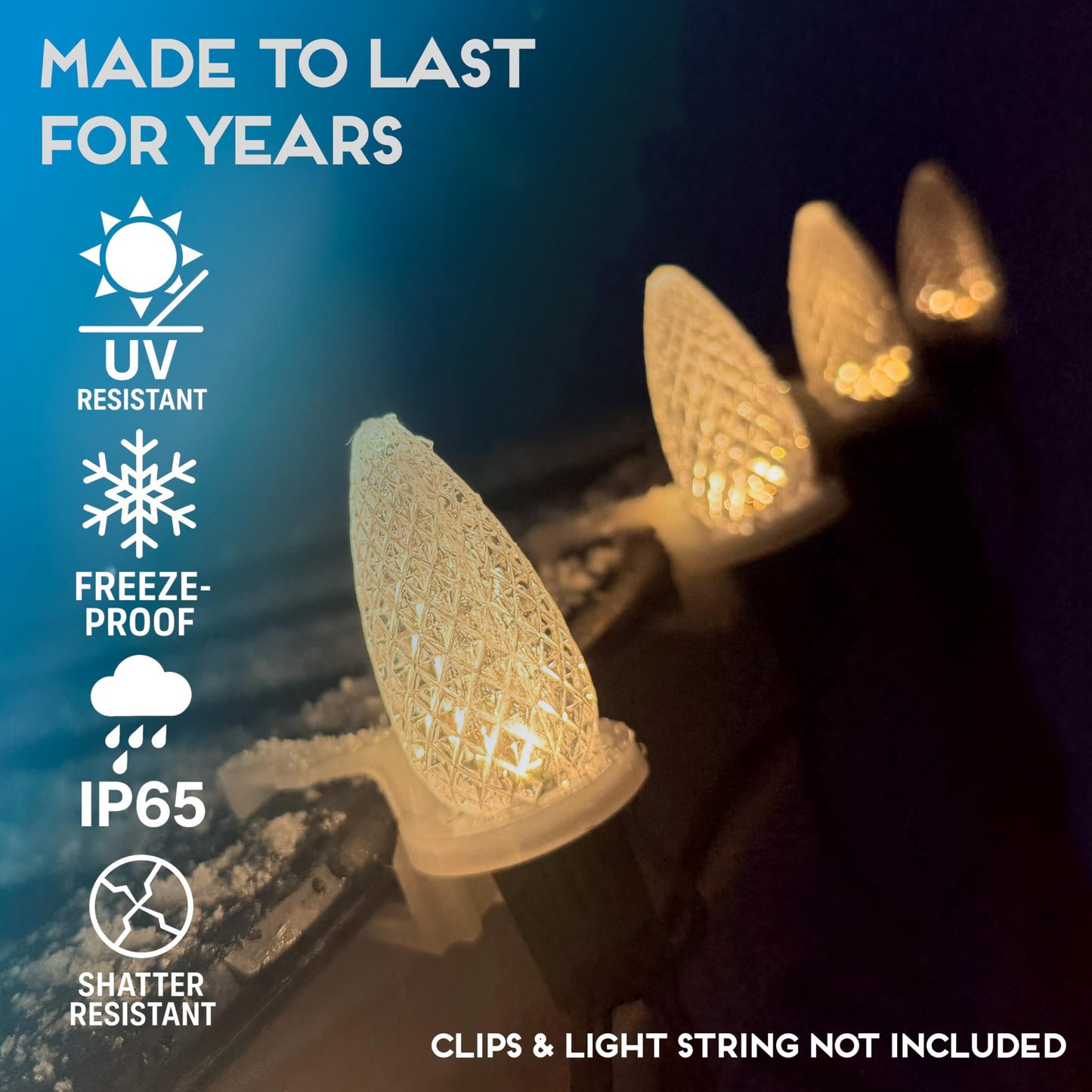 Hlo Lighting C9 Christmas Lights Set Of 25 | Sun Warm White Led Bulbs For Indoor & Outdoor Use | Durable Acrylic Replacement Bulbs