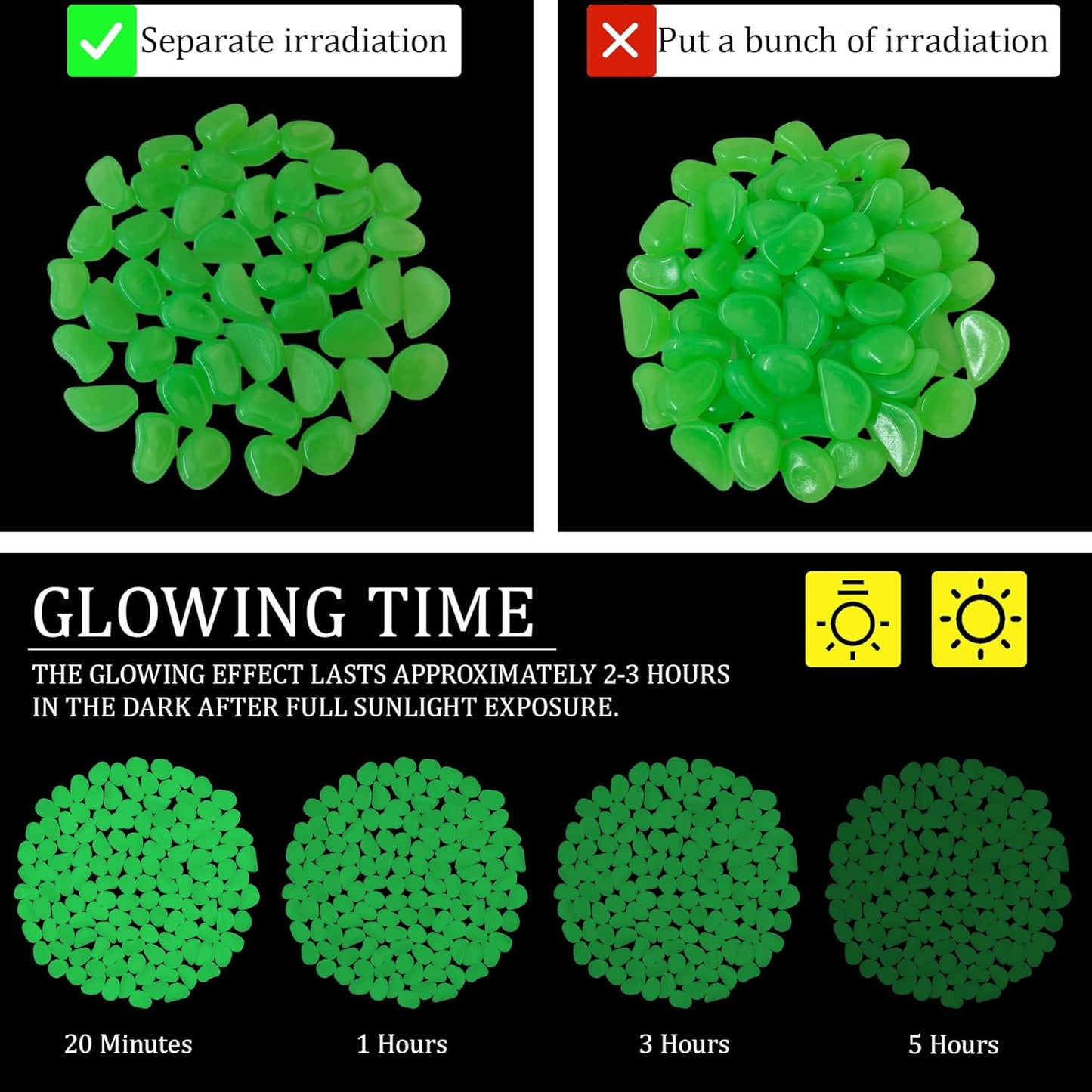 0.7LB 25-27mm Glow in Dark Pebbles Glowing Rocks for Garden Outdoor Green Fish Tank Rocks Aquarium Rocks Glowing Rocks Outdoor for Driveway Walkway,Green