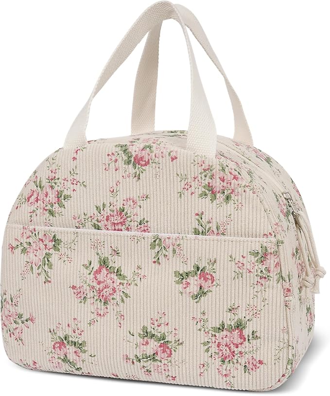 Lunch Box for Women,Cute Quilted Lunch Tote Bag,Reusable Insulated Lunch Box,Large Capacity Cooler Bag with Compartments for Work, Picnics or Travelling