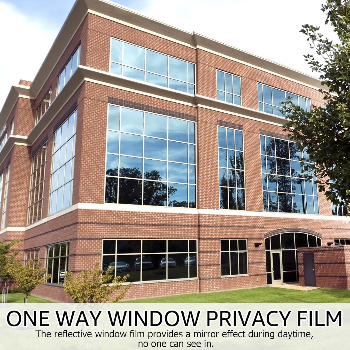 HIDBEA One Way Privacy Window Film, Daytime Privacy Sun Blocking Anti UV Reflective Window Film Heat Control Static Cling Window Tint Film for Home and Office, Silver, 29.5 x 157.5 Inch