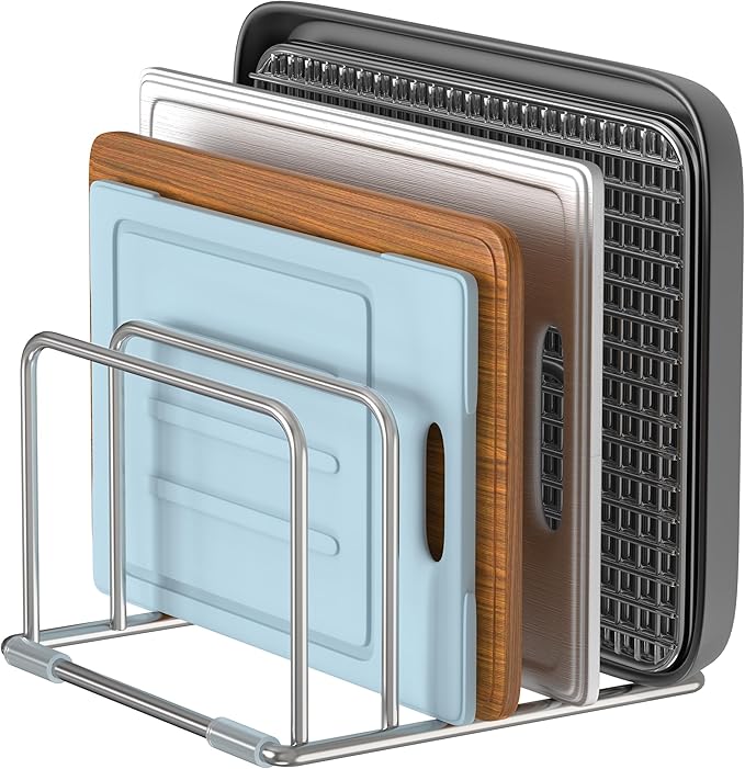 Cutting Board Stand and Organizer - Stainless Steel Rack for Countertop, Chopping Board Holder (1 Pack)