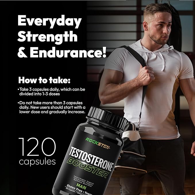 Testosterone Booster Men Supplement - Male Enhancing Support with Tribulus Terrestris Tongkat Ali Fenugreek Red Ginseng - Stamina Energy Test Boost Capsules for Muscle Growth Body Building Workout