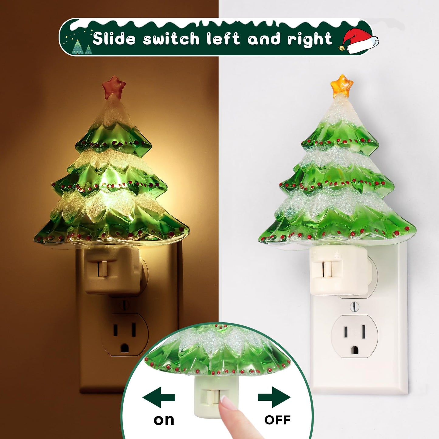 L LOHAS LED Christmas Tree Night Light, 3000K Warm White, 360° Rotatable, Model NL02202US, Cute Holiday Gift, 1 Pack