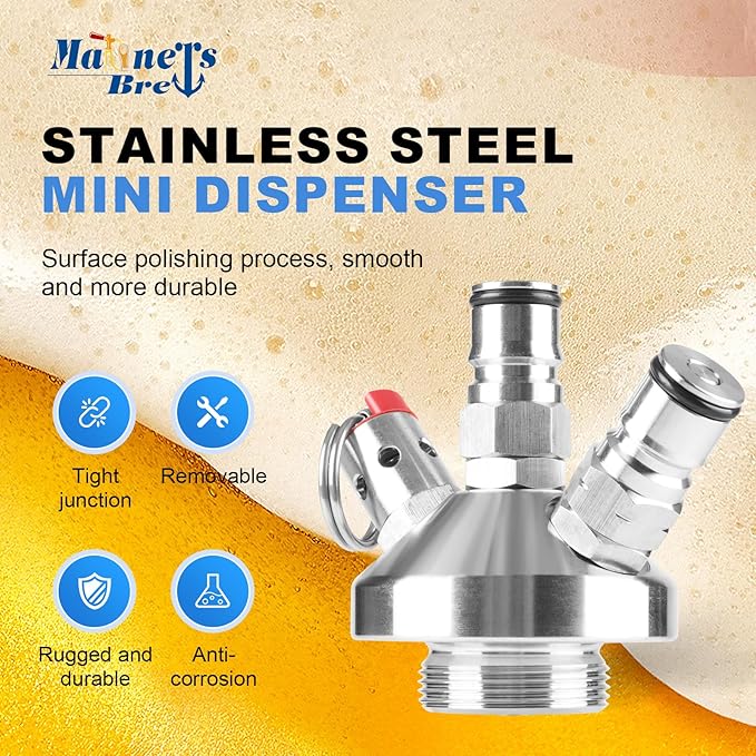 Marinersbrew Mini Keg Dispenser,5L Mini Keg Spear,Stainless Steel Ball Lock Quick Fitting Mini Keg Growler with 10.82" Stainless Steel Hose (With Stainless Steel Hose)