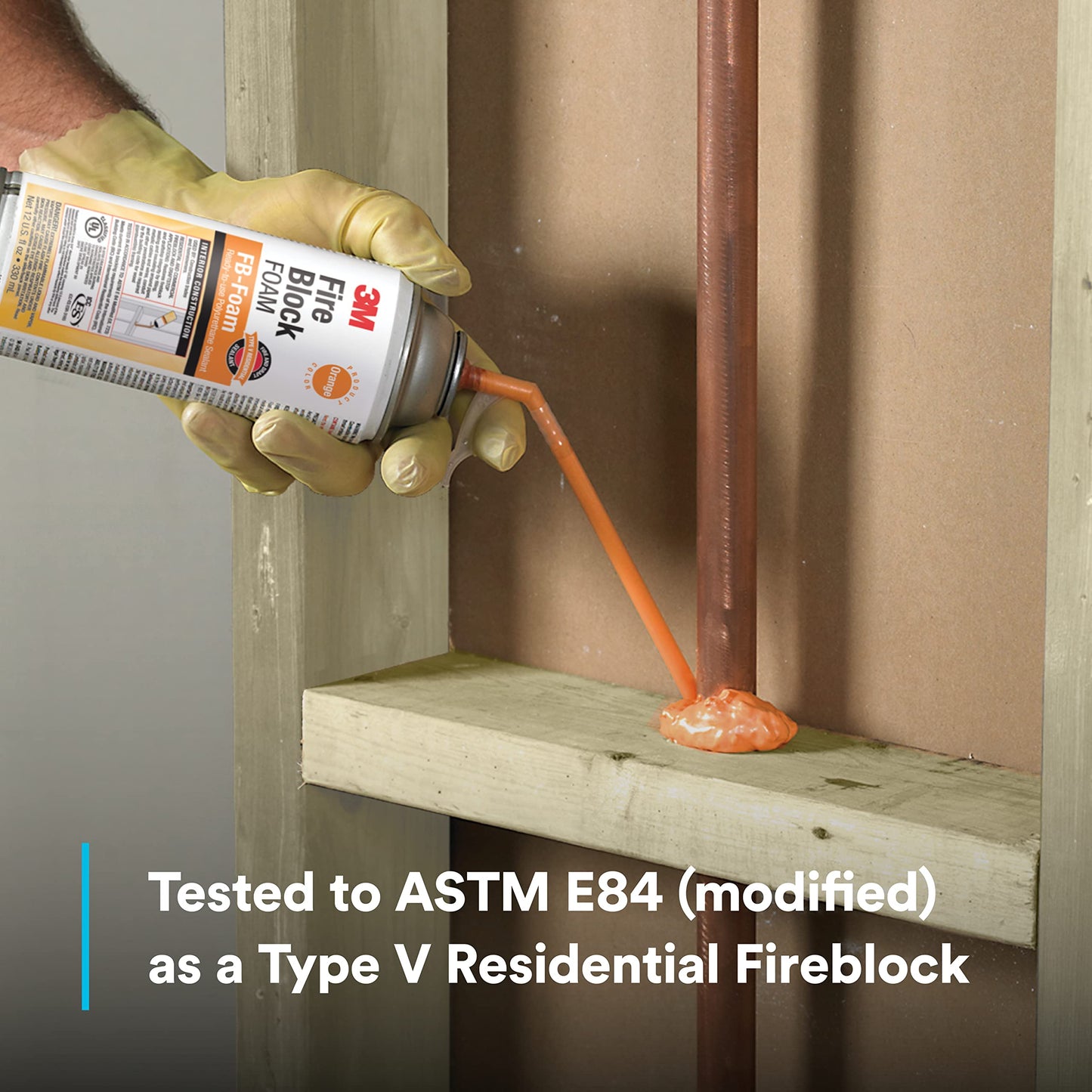 3M Fire Block Foam FB-Foam, Orange Color, Ready-To-Use, In-Place, 12 fl oz Can