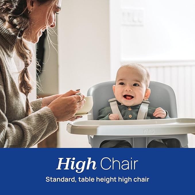 Chicco Zest 4-in-1 Folding High Chair, Feeding Chair, Toddler Chair and Youth Stool, Multi-Use Easy Clean High Chair | Capri/Blue